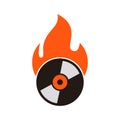 Disc fire music flat icon logo