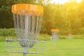 Disc golf basket. Royalty Free Stock Photo