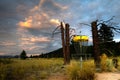 Disc Golf Basket at Sunset Royalty Free Stock Photo