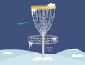 Disc golf basket in winter (vector) Royalty Free Stock Photo