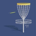 Disc golf design - basket and frisbee Royalty Free Stock Photo