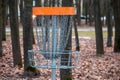 Disc golf - frisbee golf basket made from chains - Lithuania Panevezys park Royalty Free Stock Photo