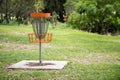 Disc golf basket in a park Royalty Free Stock Photo