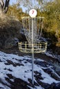 Disc golf goal post and basket Royalty Free Stock Photo
