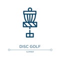 Disc golf icon. Linear vector illustration from summer collection. Outline disc golf icon vector. Thin line symbol for use on web Royalty Free Stock Photo