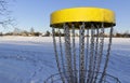 Disc golf, sports and hobbies in winter Royalty Free Stock Photo