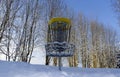 Disc golf, sports and hobbies in winter Royalty Free Stock Photo