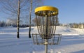 Disc golf, sports and hobbies in winter Royalty Free Stock Photo