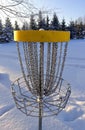 Disc golf, sports and hobbies in winter Royalty Free Stock Photo