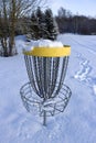 Disc golf, sports and hobbies in winter Royalty Free Stock Photo