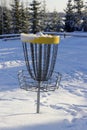 Disc golf, sports and hobbies in winter Royalty Free Stock Photo