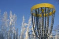 Disc golf, sports and hobbies in winter Royalty Free Stock Photo