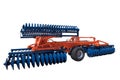 Disc harrow on a white background.