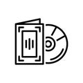 Black line icon for Disc, disk and gramophone