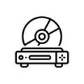 Black line icon for Disc, disk and cassette