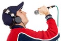 Disc jockey singing Royalty Free Stock Photo