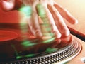 Disc Jockey at work. Royalty Free Stock Photo