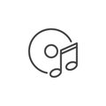 Disc and music note outline icon