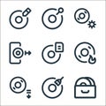 disc tool line line icons. linear set. quality vector line set such as archive, format, eject, burn, read, export, setting, find