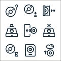 disc tool line line icons. linear set. quality vector line set such as cloud storage, document, loading, device, import, device,
