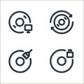 disc tool line line icons. linear set. quality vector line set such as lock, format, scan