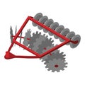 Disc tractor plow icon, isometric style