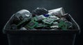 Discarded AI Processors in a Recycling Bin Obsolete technology waste electronic recycling AI obsolescence future of tech A Royalty Free Stock Photo
