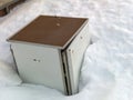 discarded fridge in the snow Royalty Free Stock Photo