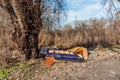 Discarded furniture in nature. Garbage Dumped in Beautiful Nature