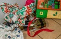 Discarded gift wrappings from Christmas celebrations