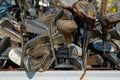 Discarded golf clubs awaiting a new home