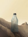 A discarded plastic bottle bashed and covered in dirt on the side of a mountain.. AI generation Royalty Free Stock Photo