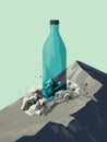 A discarded plastic bottle bashed and covered in dirt on the side of a mountain.. AI generation Royalty Free Stock Photo