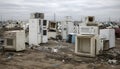 discarded refrigerators in recycling yard Royalty Free Stock Photo