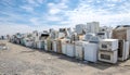 discarded refrigerators in recycling yard Royalty Free Stock Photo