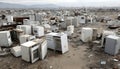 discarded refrigerators in recycling yard Royalty Free Stock Photo