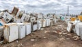 discarded refrigerators in recycling yard Royalty Free Stock Photo