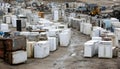 discarded refrigerators in recycling yard Royalty Free Stock Photo