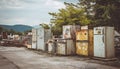 discarded refrigerators in recycling yard Royalty Free Stock Photo