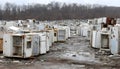 discarded refrigerators in recycling yard Royalty Free Stock Photo