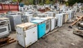 discarded refrigerators in recycling yard Royalty Free Stock Photo