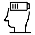 Discharge man battery icon, outline style