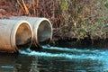 Discharge of sewage into a river