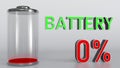 Discharged battery indicator, 3D rendering Royalty Free Stock Photo