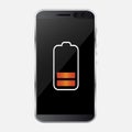 Discharged and fully charged battery of smartphone. Smartphone w