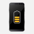 Discharged and fully charged battery of smartphone. Smartphone w