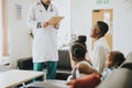 Discharged patient talking to a doctor