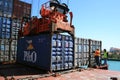 Discharging containers from the ship