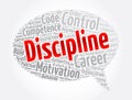 Discipline message bubble word cloud collage, concept background Royalty Free Stock Photo