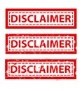 Disclaimer, rust dirty red simple rectangle vector rubber stamp effect